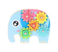 Puzzle Colorato con Abbinamento di Ingranaggi e Giocattolo Educativo per Ordinare Le Forme per Bambini di 4-6 Anni, Set di Blocchi di Costruzione in Legno, 10 Pezzi (Elefante)