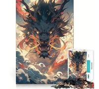 Puzzle colorato con drago al neon in stile anime per adulti, 1000 pezzi, gioco di logica, rilassante e divertente, con bordi netti, pezzo da collezione (50x75cm)