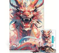 Puzzle colorato con drago al neon in stile anime per adulti, 1000 pezzi, gioco intelligente per interni, taglio netto, regalo perfetto (50x75cm)