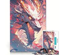 Puzzle colorato con drago al neon in stile anime per ragazzi, 1000 pezzi, gioco di logica, divertimento casual, taglio di precisione, regalo speciale (38x52cm)