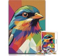 Puzzle colorato con illustrazione pop art di pettirosso europeo da 1000 pezzi per adolescenti,gioco di apprendimento del pensiero strategico,regalo significativo ideale per qualsiasi evento 50x75cm