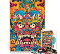 Puzzle colorato con maschera Oni, demone giapponese, per ragazzi, 1000 pezzi, gioco rilassante da fare in casa, sfida divertente, gioco serale (50x75cm)