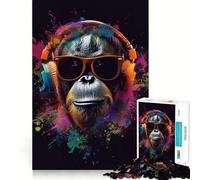 Puzzle colorato con orangutan da 1000 pezzi per adulti, gioco cognitivo per momenti di condivisione, assemblaggio di modelli, oggetto ideale per i desideri di Babbo Natale (38x26cm)