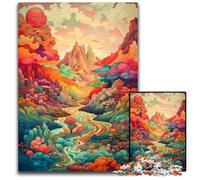 Puzzle colorato con paesaggio assurdo, 1000 pezzi, puzzle impossibili per adulti, decorazione colorata per la casa e gioco interattivo per famiglie, 50x75CM/19,68x29,52 pollici