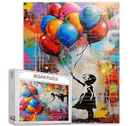 Puzzle colorato con palloncino da 1000 pezzi per adulti, Banksy Girl Street Pop Art Puzzle per impegnativi giochi di attività familiari 68,6 x 50,8 cm, puzzle fai da te per decorazioni domestiche