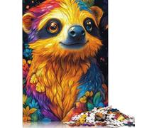 Puzzle colorato con ritratto di bradipo, Anima, 100% carta di cartone riciclata, puzzle rettangolare per bambini adulti, regalo di Natale, 1000 pezzi (75x50 cm)