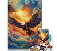 Puzzle colorato da 1000 pezzi con aquila per adolescenti, antistress per ammazzare il tempo durante le vacanze, con poster abbinato e foglio di quiz, 50x75cm