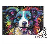 Puzzle colorato da 1000 pezzi con cane, ritratto di cane con pennellate arcobaleno, gioco educativo per adulti, bellissima decorazione, difficile e stimolante, regalo di compleanno. 38x26cm/1000pcs