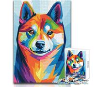 Puzzle colorato da 1000 pezzi per adulti con ritratto pop art di Shiba Inu, gioco educativo e divertente, attività di apprendimento, regalo perfetto e premuroso per ogni occasione, dimensioni 38x26cm