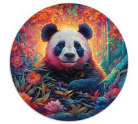 Puzzle colorato da 1000 pezzi raffigurante un panda Puzzle rotondo da 1000 pezzi perfetto per il divertimento in famiglia a Natale, Ringraziamento, compleanni e Pasqua (67,5x67,5cm)