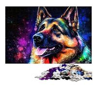 Puzzle colorato da 1000 pezzi raffigurante un pastore tedesco, per adulti, puzzle impegnativi, rompicapo fai da te per adolescenti, 26X38CM/10,23x14,96 pollici.