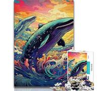 Puzzle colorato da 1000 pezzi raffigurante una balena blu per adolescenti e adulti, giocattoli educativi ideali come regalo per tutta la famiglia, 50x75cm