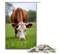 Puzzle colorato da 1000 pezzi raffigurante una mucca che mangia erba. Divertente puzzle per la famiglia. Ottimo regalo per gli appassionati di anime. Regalo per adulti da 1000 pezzi.