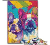 Puzzle colorato da 2000 pezzi raffigurante un bulldog francese, per adulti e ragazzi, per giochi educativi, giocattoli, regali di compleanno, decorazioni murali (70x100cm)