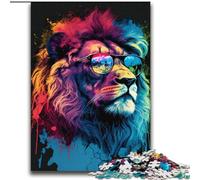 Puzzle colorato da 2000 pezzi raffigurante un leone con gli occhiali, per adolescenti, giochi divertenti, decorazioni da parete, regali unici per compleanno e Natale (70x100cm)