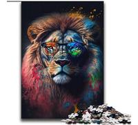 Puzzle colorato da 2000 pezzi raffigurante un leone con gli occhiali, per adulti, giocattoli per l'intrattenimento della famiglia, ideale come regalo per tutta la famiglia (70x100cm)