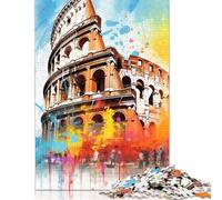 Puzzle colorato del Colosseo romano, difficile, puzzle in cartone riciclato al 100%, per donne e uomini, regali di Natale, 1000 pezzi (75x50 cm)