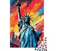 Puzzle colorato della Statua della Libertà, giochi creativi, puzzle in cartone riciclato al 100% per adulti, regali di Natale, 1000 pezzi (75x50 cm)