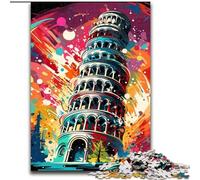 Puzzle colorato della Torre di Pisa da 1000 pezzi per adulti, rompicapo e decorazione per la casa, regalo perfetto per le feste, 50x75cm