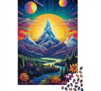 Puzzle colorato della valle, puzzle rettangolare di carta ad incastro preciso per bambini o bambine, regali di Natale 1000 pezzi (75x50 cm)