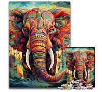 Puzzle colorato di elefante da 1000 pezzi per adulti, puzzle in legno per decorazioni per la casa, allenamento del cervello e regali per le feste, 50x75CM/19,68x29,52 pollici.