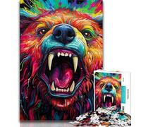 Puzzle colorato di orso bruno da 1000 pezzi per adulti, impegnativo da completare ma divertente e umoristico, unico arredamento per la casa e regalo 50x75cm