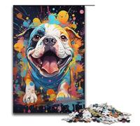 Puzzle colorato dipinto psichedelico di bulldog 1000 pezzi in legno per adulti e bambini dai 12 anni in su puzzle per divertimento in famiglia 1000 pezzi (38x26 cm)