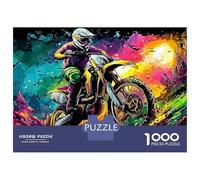 Puzzle colorato Dirt Bike da 1000 pezzi, gioco impegnativo, perfetto per il relax, 100% cartone riciclato, decorazione da parete 38 x 26 cm, 1000 pezzi