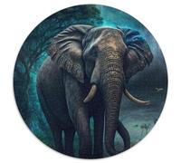 Puzzle colorato "Foresta di elefanti" da 1000 pezzi per adulti, puzzle rotondi da 1000 pezzi per adulti, divertimento per serate di gioco in famiglia, opera d'arte decorativa fai da te, 67,5x67,5 cm