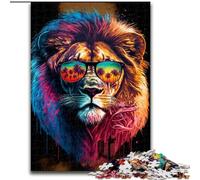 Puzzle colorato Leone con occhiali da 1000 pezzi per adolescenti, modello da assemblare, ideale come regalo per tutta la famiglia, adatto per bambini dai 14 anni in su (50x75cm)