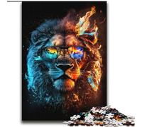 Puzzle colorato Leone con occhiali da 2000 pezzi per adulti e ragazzi, giocattoli educativi per l'apprendimento, giochi per famiglie con poster abbinato e foglio di quiz (70x100cm)