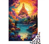 Puzzle colorato psichedelia del Taj Mahal in India, puzzle di carta rettangolare per bambini o bambine, regalo di Natale 1000 pezzi (38x26 cm)