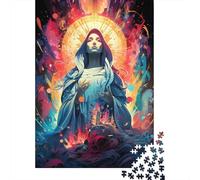 Puzzle colorato psichedelia della Vergine Maria, puzzle rettangolare di carta ad incastro preciso per bambini adulti, 1000 pezzi (75x50 cm)