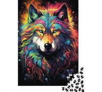 Puzzle colorato psichedelico raffigurante un lupo, puzzle premium in cartone riciclato al 100% per bambini e adulti dai 12 anni in su, regalo di Natale 1000 pezzi (75x50 cm)