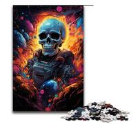 Puzzle colorato teschio psichedelico da 1000 pezzi in legno per adulti e bambini dai 14 anni in su puzzle per divertimento in famiglia (dimensioni 75x50 cm)