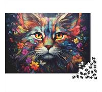 Puzzle Colorful Cat Portrait Con 1000 Pezzi Per Adulti, Gioco Diabilità Impossibile Puzzle Arte Gioco Intellettivo Familiare Regalo Per Amore E Amico 70x50cm/1000pcs