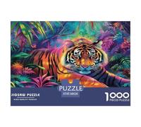 Puzzle Colorful Tiger Con 1000 Pezzi Per Adulti,Fantasy Jungle Gioco Diabilità Impossibile Giochi Rilassamento E Intelligenza Regalo Per Amore E Amico 38x26cm/1000pcs