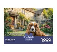 Puzzle Complesso 1000 Pezzi Cane Carino - Spaniel nella casetta di campagna, carta riciclata, gioco educativo e sfida per tutti 52x38cm