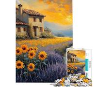 Puzzle con 1000 girasoli e casetta di lavanda ideale per adolescenti perfetto per passare il tempo durante le vacanze a casa un'attività stimolante e antistress 38x26cm
