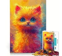 Puzzle con 1000 pezzi a tema "Sguardo Felino Vibrante",gioco di concentrazione mentale,taglio di precisione,bordi lisci,gioco significativo per costruire connessioni (50x75cm)