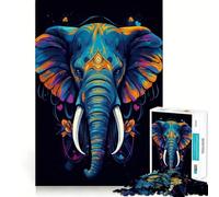 Puzzle con 1000 pezzi raffigurante un elefante dai colori vivaci,gioco cognitivo divertente,taglio di alta precisione, alleviare lo stress (38x52cm)