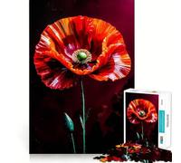 Puzzle con 1000 pezzi raffiguranti un vivace fiore di papavero rosso,un gioco interattivo che stimola e permette di incastrare perfettamente i pezzi,senza che si stacchino Sfida cerebrale per la casa