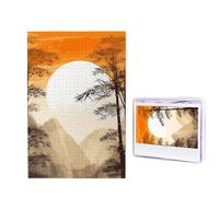 Puzzle con alberi giapponesi a forma di sole, 1000 pezzi, puzzle personalizzati in legno per adulti, foto puzzle arte da appendere alla parete, decorazione per compleanno, matrimonio, San Valentino