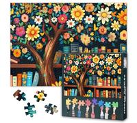 Puzzle con albero di fiori per adulti - Puzzle da 1000 pezzi per adulti, 70 x 50 cm, arte libreria, gioco di puzzle difficile e stimolante per la decorazione della parete del soggiorno