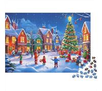 Puzzle con albero e villaggio di neve, 1000 pezzi, gioco per adulti | cartone da 38 x 26 cm, allenamento cerebrale, vestibilità su misura, amanti dell'arte, antistress