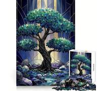 Puzzle con albero scuro e vetrata artistica per ragazzi, 1000 pezzi, gioco cognitivo, hobby tranquillo, bordo di alta qualità, regalo di Natale 38x52cm