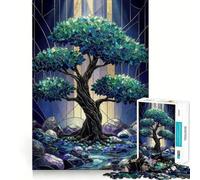 Puzzle con albero scuro e vetrata artistica per ragazzi, 1000 pezzi, gioco cognitivo, hobby tranquillo, bordo di alta qualità, regalo di Natale 38x52cm