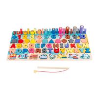 Puzzle con alfabeto in legno, forme magnetiche, numeri, con canna da pesca, giocattolo educativo per l'apprendimento precoce per ragazze e ragazzi |.Gioco di abbinamento dell'alfabeto