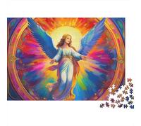 Puzzle con ali d'angelo,anello prismatico alato,1000 pezzi,cartone robusto,antistress,per interni,casa,tempo libero,per adulti,famiglie,coppie,appassionati,70x50cm/1000 pezzi