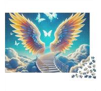 Puzzle con ali d'angelo,guida per scale alata,1000 pezzi,finitura opaca robusta,cartone,casa,tempo libero,tempo tranquillo,hobby per adulti,coppie,adolescenti,famiglia,70x50cm/1000 pezzi